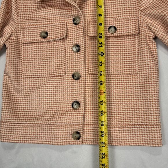 Bagatelle Suede Button Up Shacket Pink Chore Jacket Womens Size XS Houndstooth - Picture 9 of 12